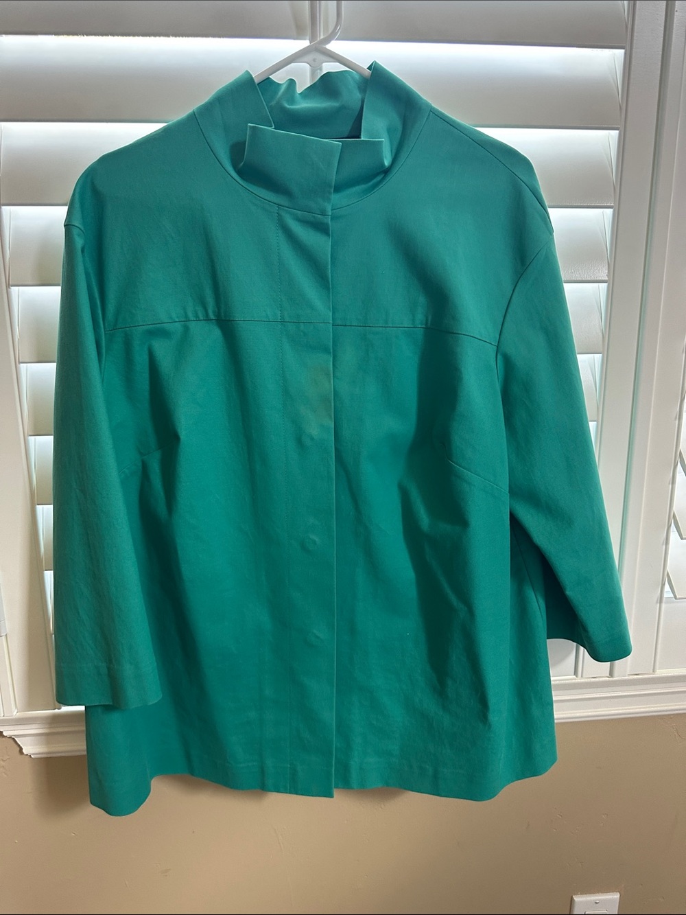 Lafayette 148 New York Teal Mock Neck Three-Quarter Sleeve Top, Women’s 1X